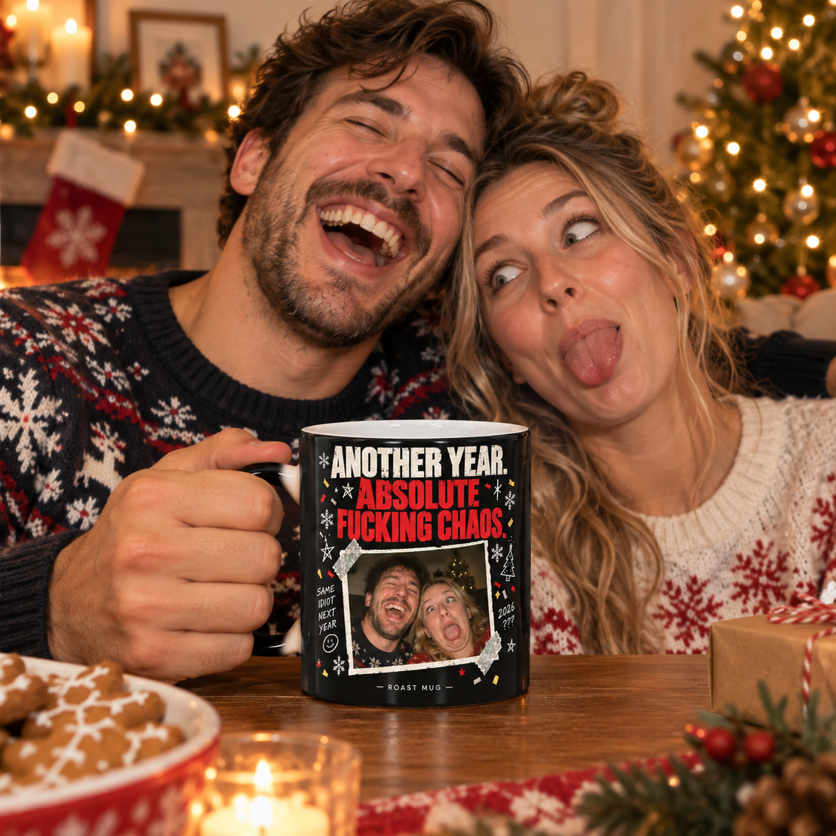 "ANOTHER YEAR. ABSOLUTE FUCKING CHAOS" Heat Reveal Roast Mug (Personalized)