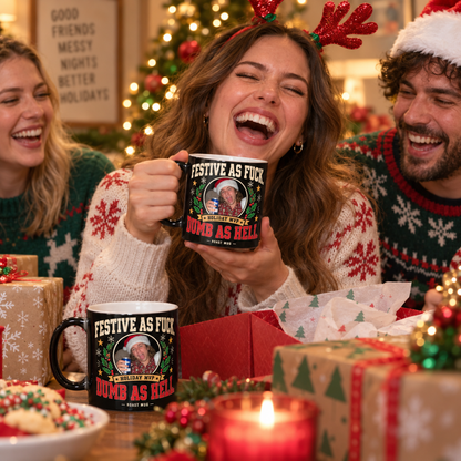 "Festive As Fuck. Dumb As Hell." Color-Morphing Photo Mug (11oz)